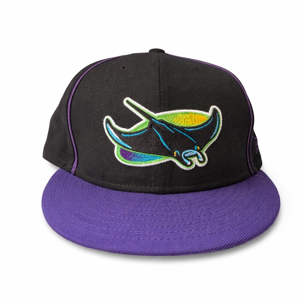 New Era 9FIFTY Tampa Bay Rays Stingray Logo Snapback Hat Black Purple MLB Cap